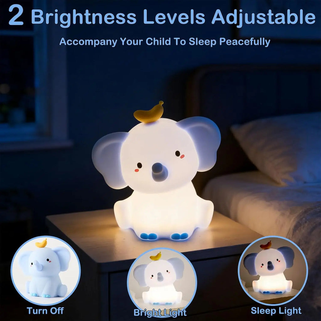 Elephant Cute Night Light Rechargeable Bedside Nightlight Dimmable Squishy Sleeping Lamp For Baby Room Decor