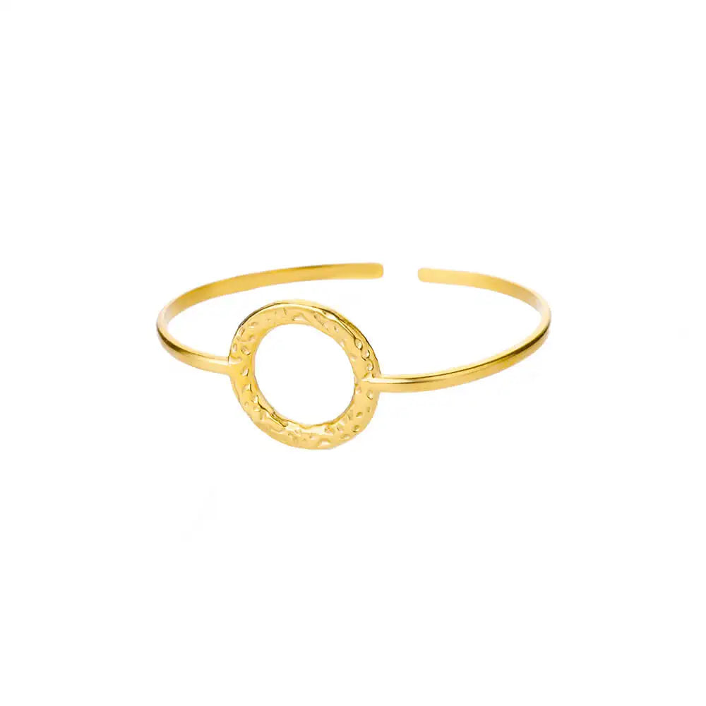 VELUROArt Bracelet Jonc Femme Acier Doré Texturé