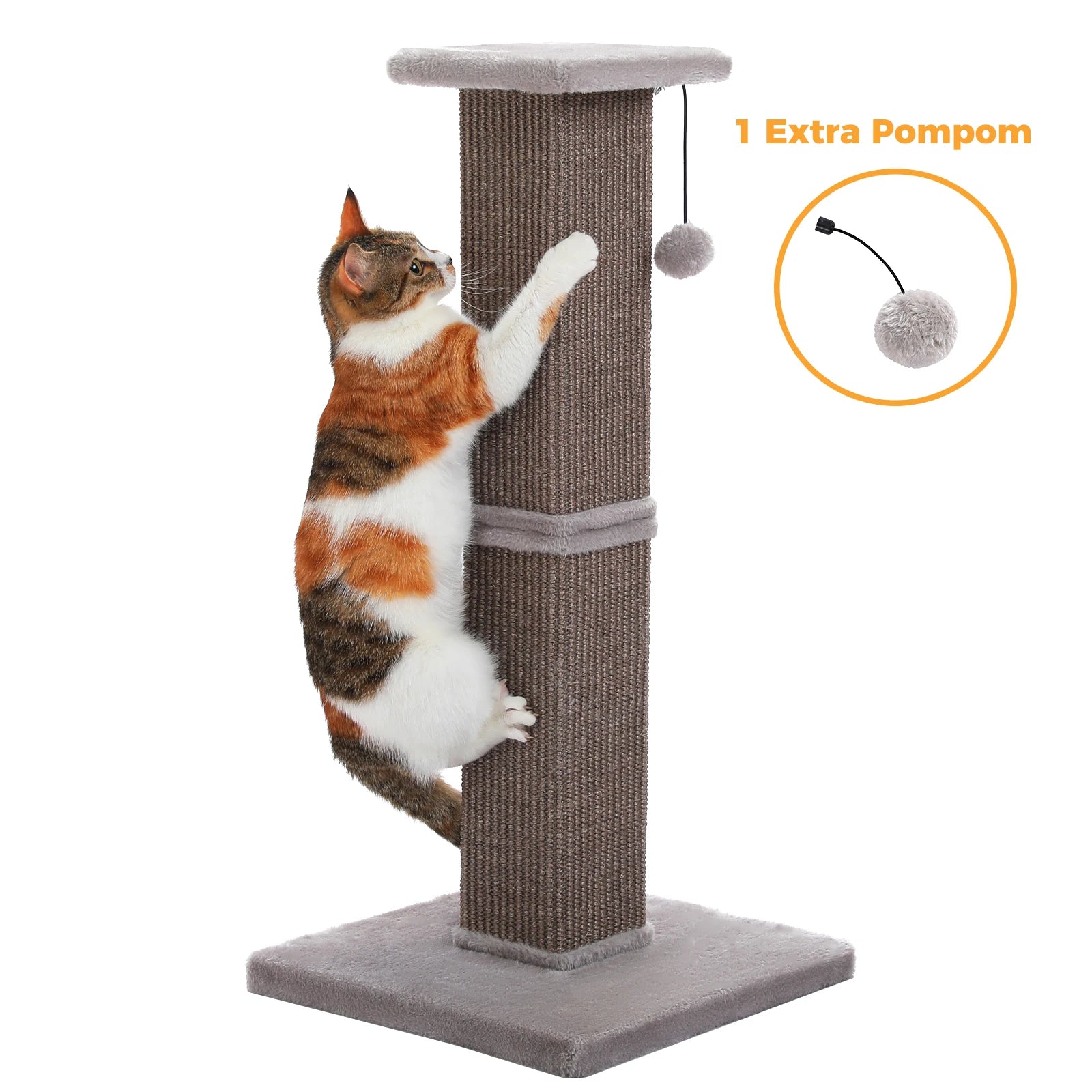 Large Cat Scratching Post with Woven Sisal Heavy Duty Base and Removable Dangling Ball Tall Cat Scratcher for Indoor Cats Adults Ultimate Scratch Post Cat Toys