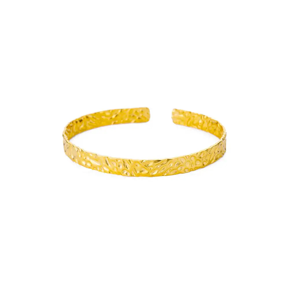 Exquisite Classic Bump Pattern Openning Bangles Bracelet For Women Cuff Bracelet Gold Color Stainless Steel Hand Ornament Gift