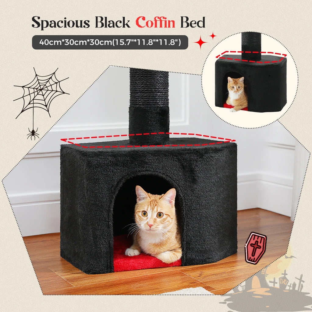 Adjustable Height Cat Tree with Cozy Hammock Sisal Scratching Posts Dangling Ball Floor to Ceiling Cat Tower for Indoor Cat Toys