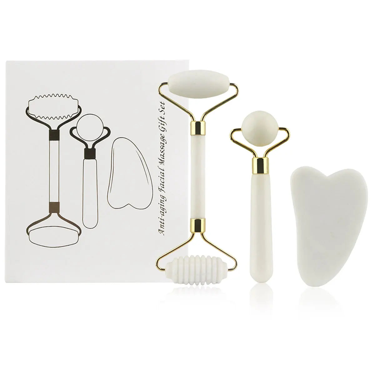 Set Rouleau de Jade & Gua Sha 3-en-1 + Masseur Yeux
