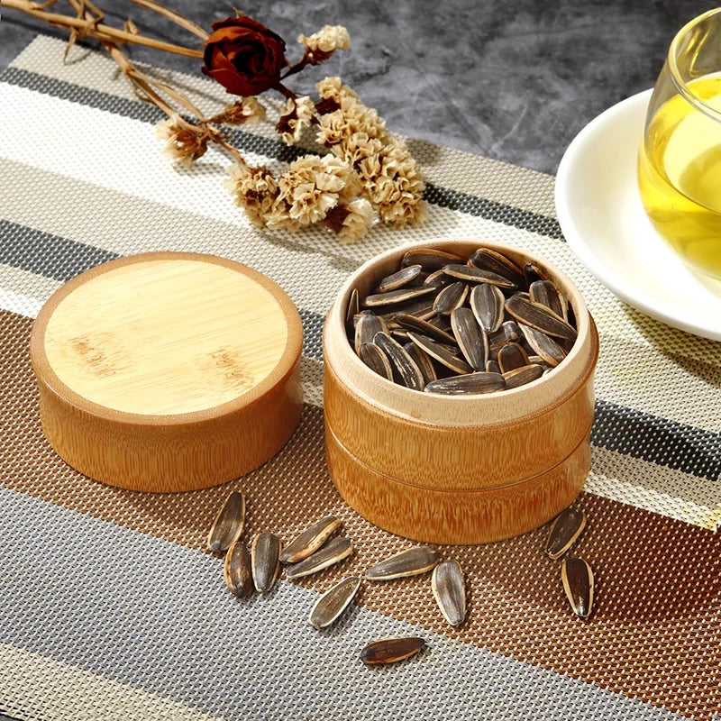 Boîte de Rangement en Bambou Naturel - Thé & Épices