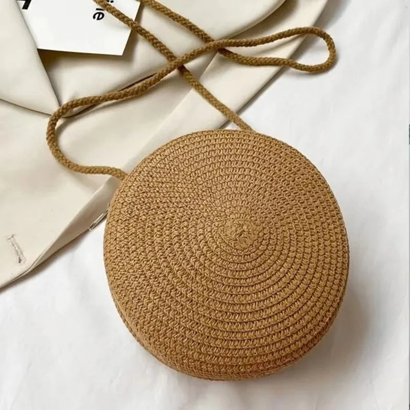 Sac bandoulière rond en paille pour femme – vue 6