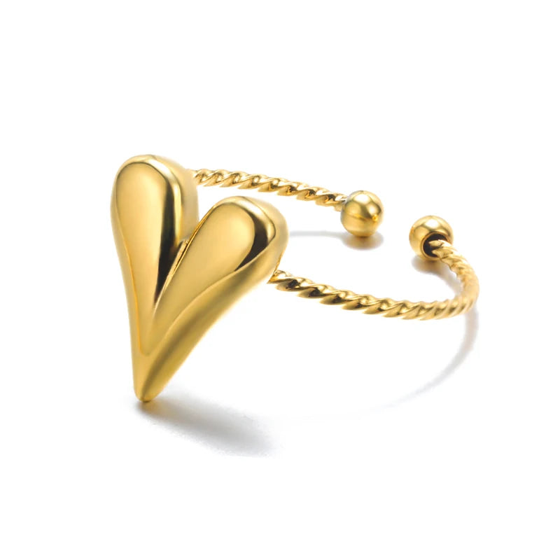 VELUROArt Bague Femme Acier Doré Classique