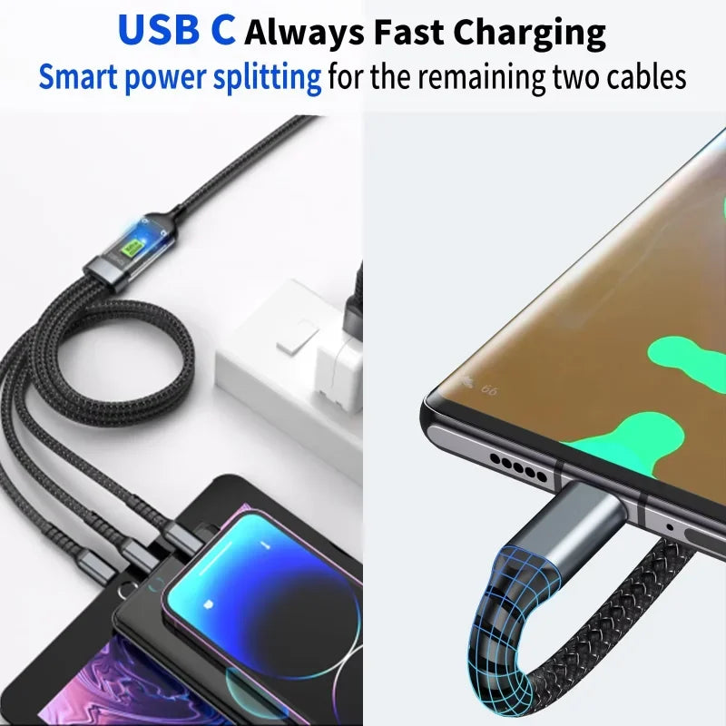 Câble de charge 3-en-1 100W USB-C Micro Lightning – vue 6