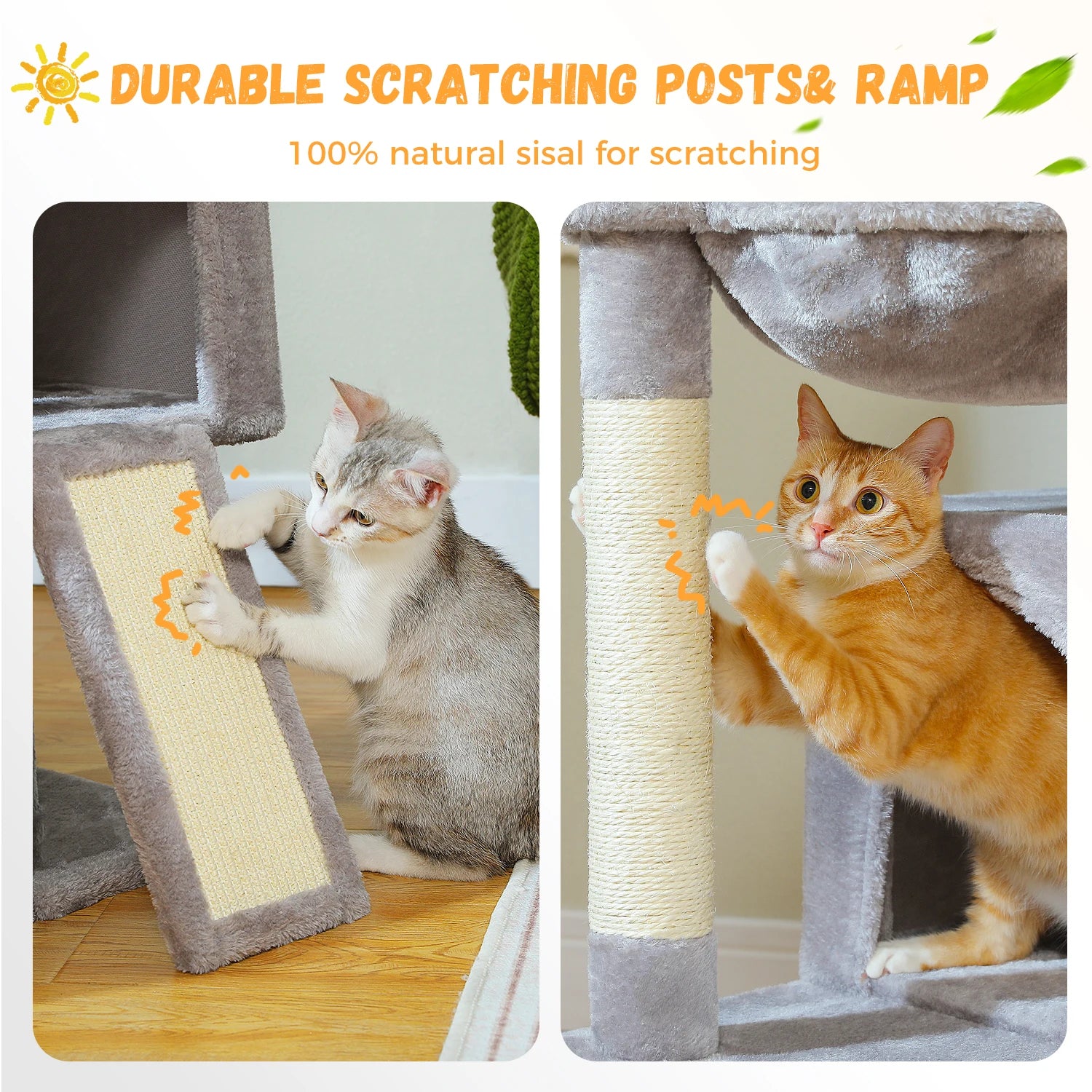 Large Cat Tree Multi-Level Cat Tower with 2 Spacious Condos for Indoor Cats Large Cat House with Comfy Hammock Padded Perch