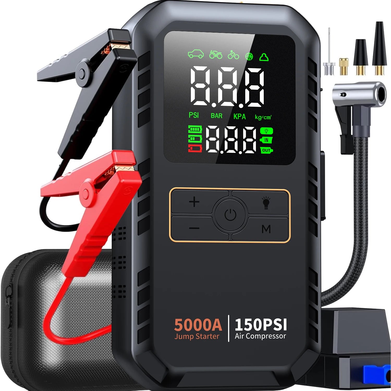 Démarreur de Batterie 4-en-1 5000A + Compresseur 150PSI