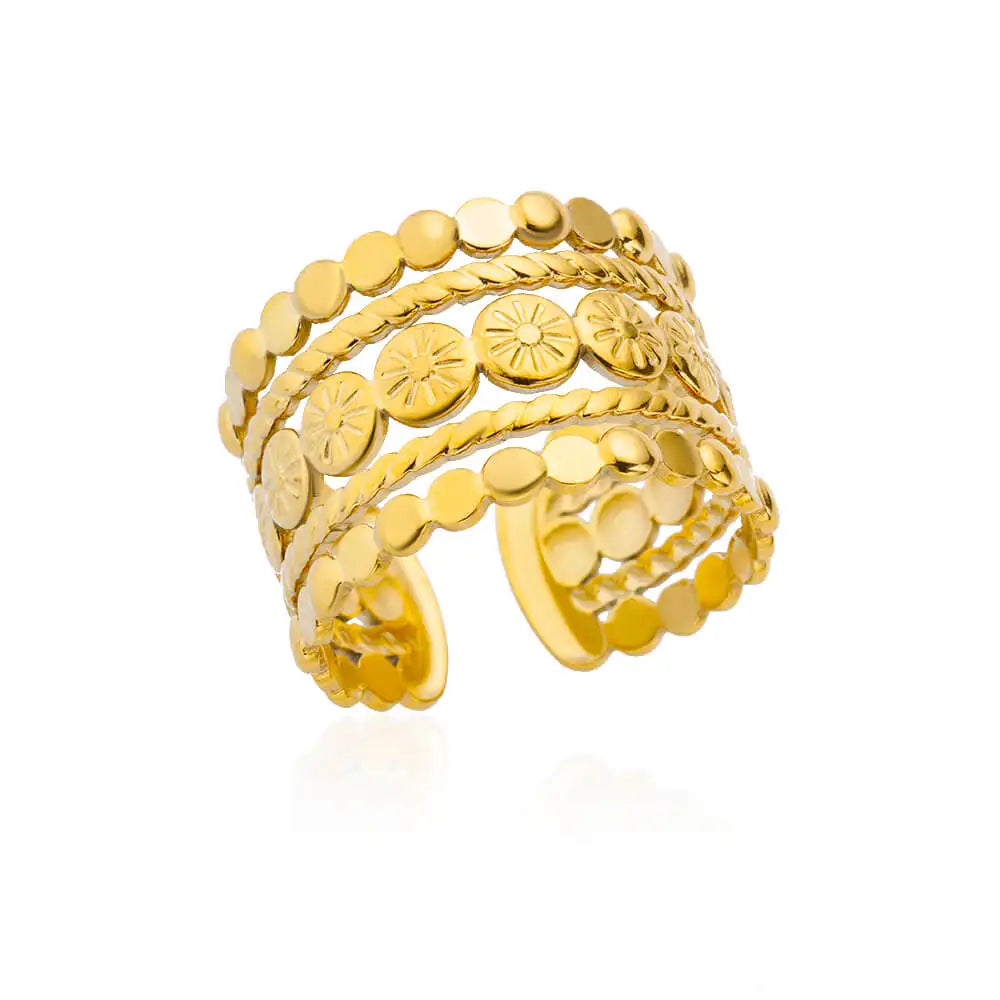 VELUROArt Bague Femme Acier Doré Classique