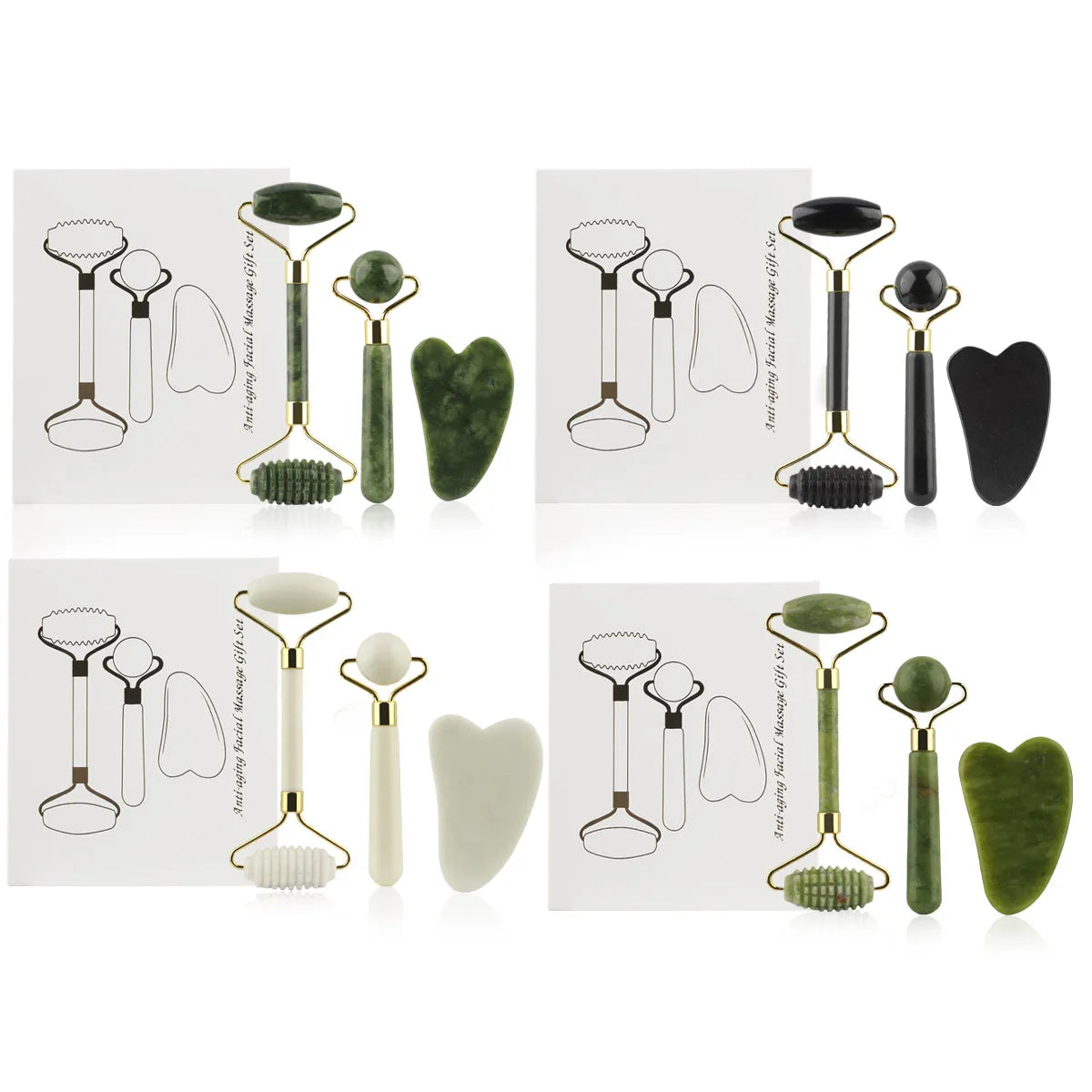 Set Rouleau de Jade & Gua Sha 3-en-1 + Masseur Yeux