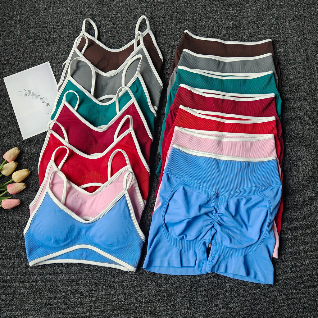 Ensemble de yoga femme brassière et short push-up