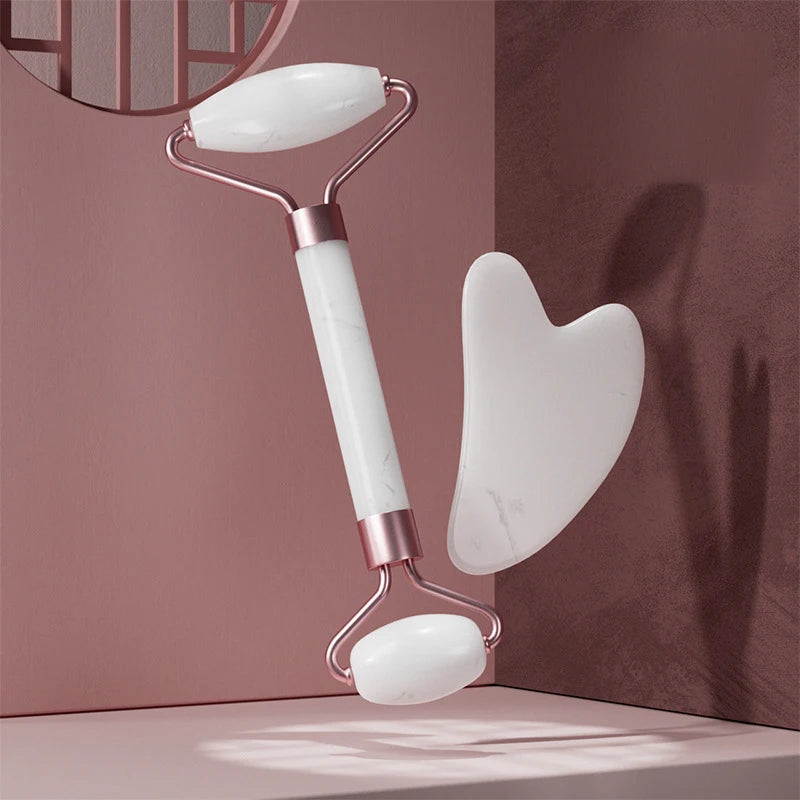 Masseur Visage & Cou Rouleau + Gua Sha Double Embout