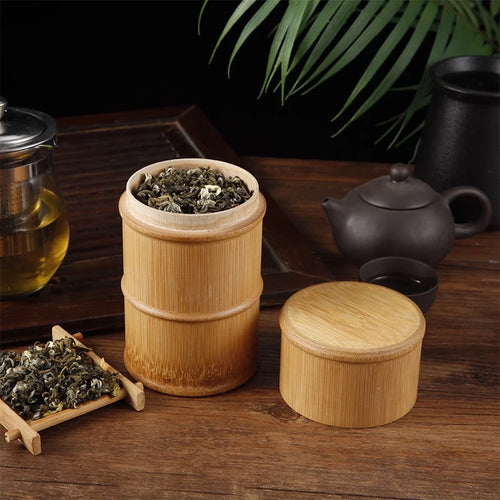 Boîte de Rangement en Bambou Naturel - Thé & Épices