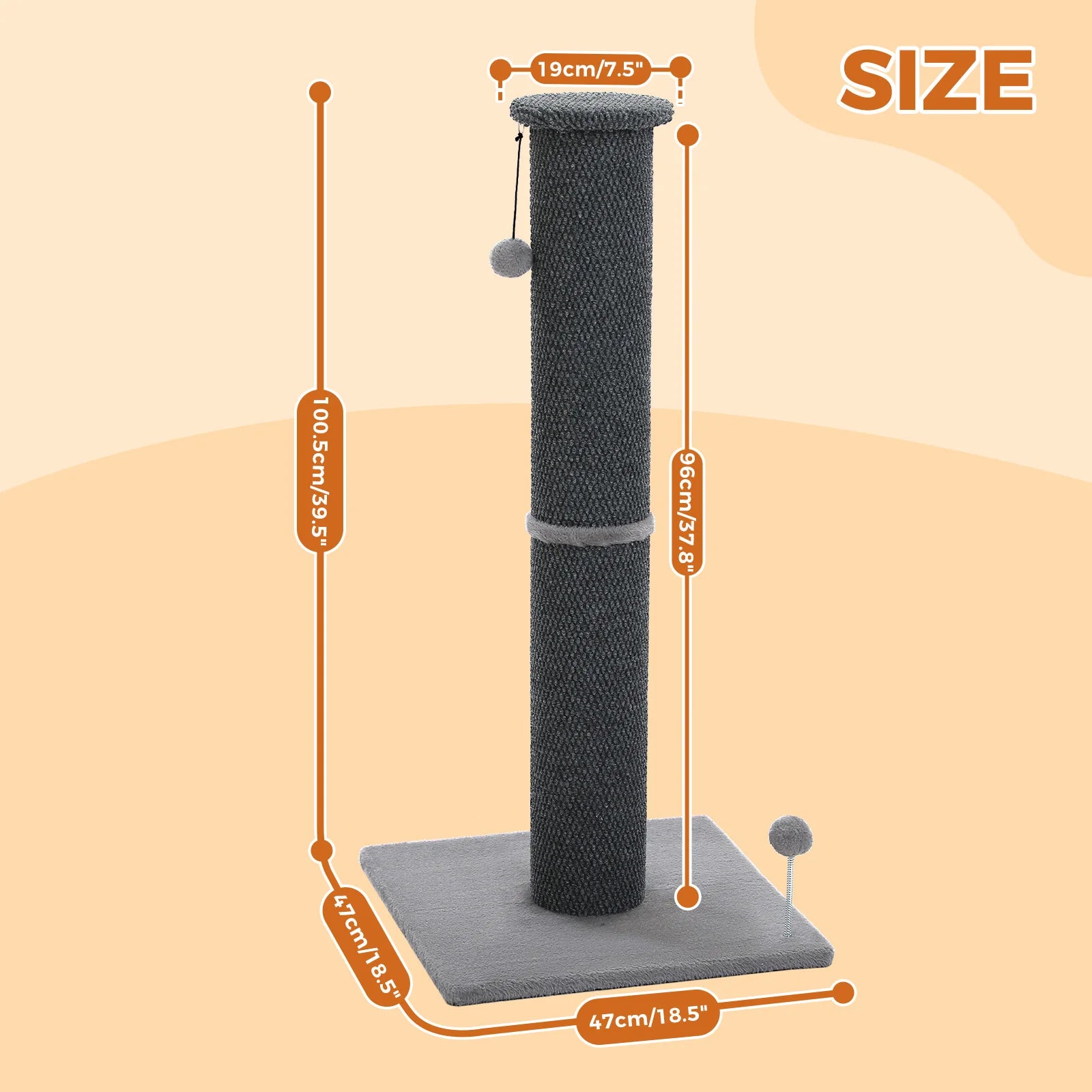 Tall Cat Scratching Posts for Indoor Cats Adults Large Cat Scratcher with Thicker Scratching Posts Dangling Ball Reinforced Stable Base Heavy Duty Scratching Post Cat Toy