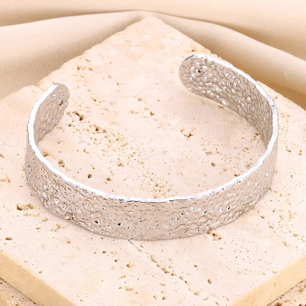 VELUROArt Bracelet Jonc Large Femme Acier Inoxydable Doré