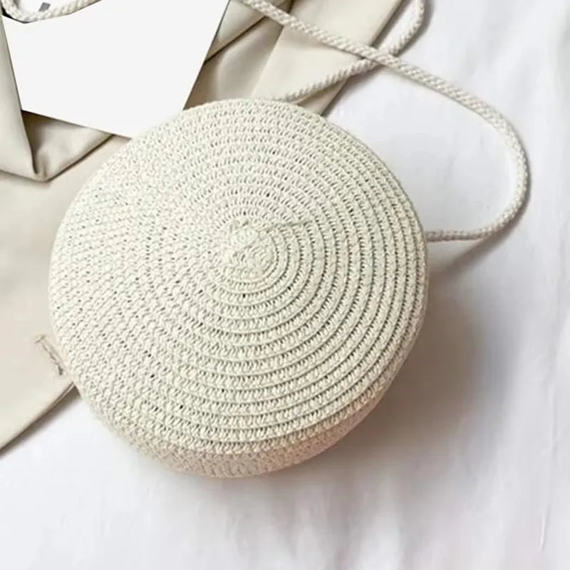 Sac bandoulière rond en paille pour femme – vue 4