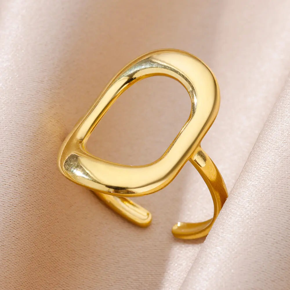 VELUROArt Bague Femme Acier Doré Classique