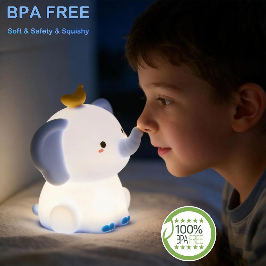 Elephant Cute Night Light Rechargeable Bedside Nightlight Dimmable Squishy Sleeping Lamp For Baby Room Decor