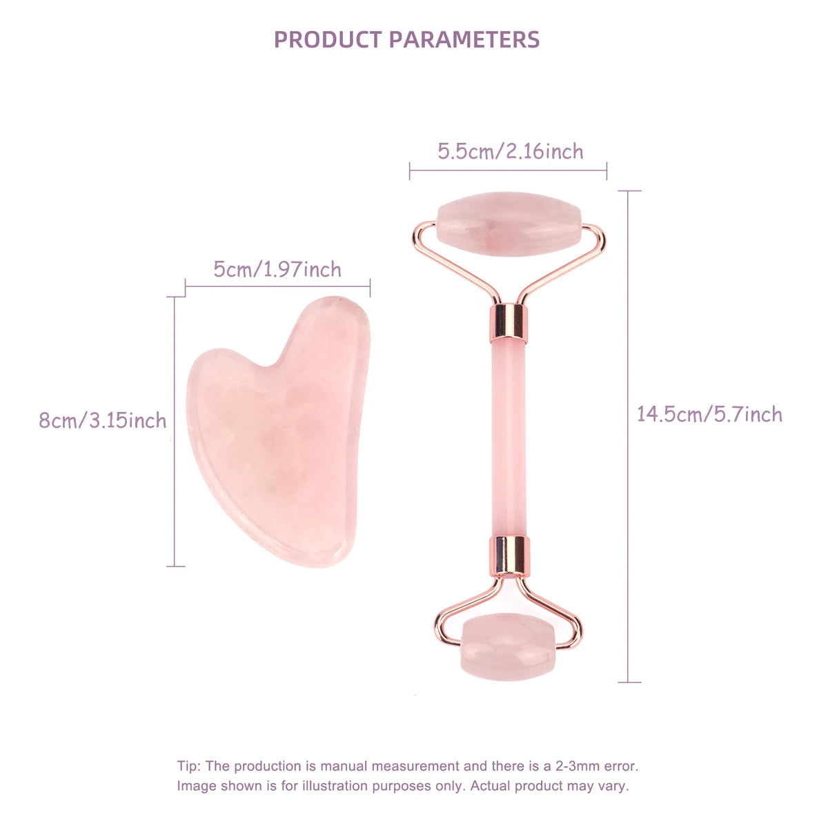 Set Rouleau de Jade & Gua Sha Quartz Rose - Soin Visage