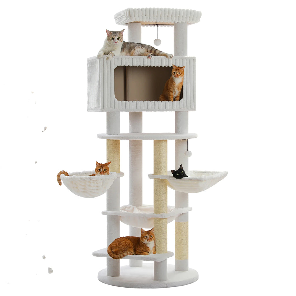 Multi-Level Cat Tree with Spacious Condo Thick Sisal Scratching Posts Oversized Top Perch Tall Cat Tower for Indoor Large Cats