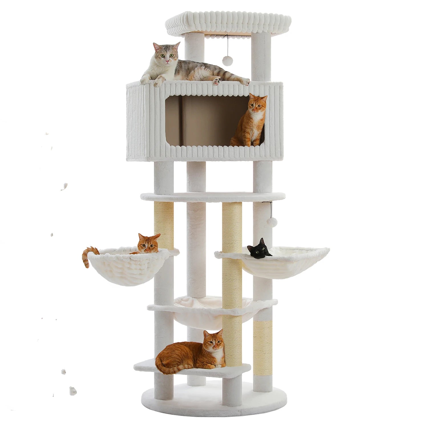 Multi-Level Cat Tree with Spacious Condo Thick Sisal Scratching Posts Oversized Top Perch Tall Cat Tower for Indoor Large Cats
