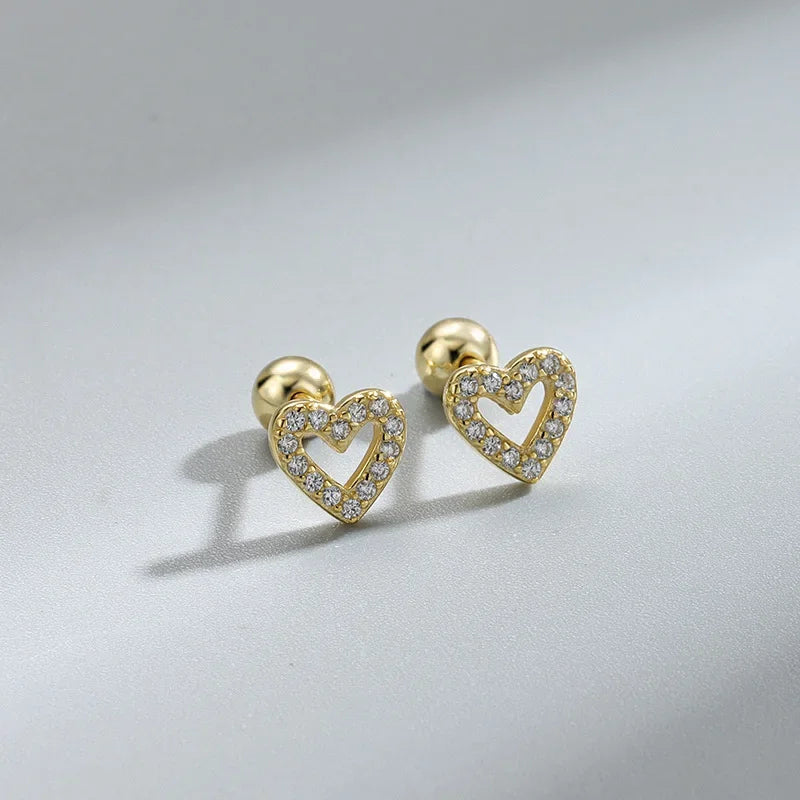 VELUROArt Puces Femme Acier Hypoallergénique Cœur Zircon