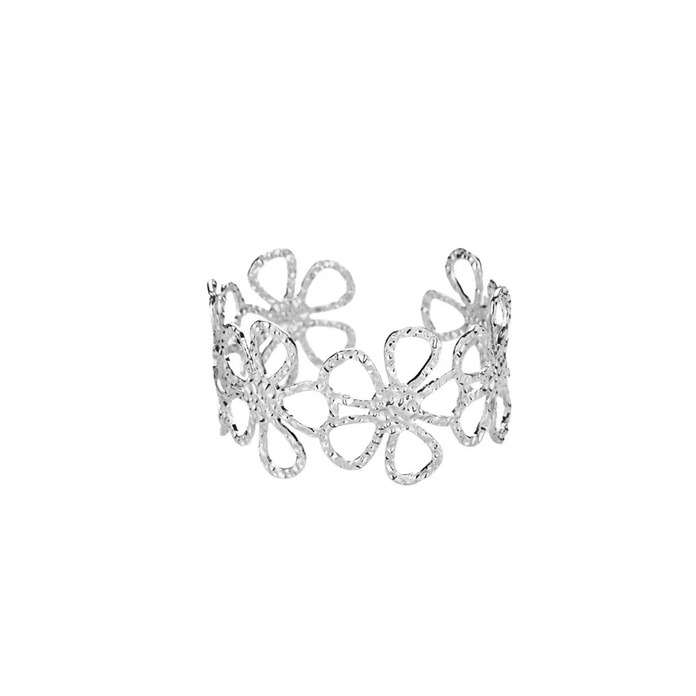 VELUROArt Bracelet Jonc Femme Acier Doré Texturé