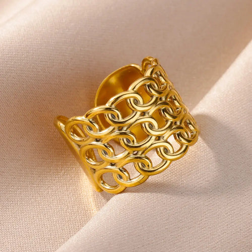 VELUROArt Bague Femme Acier Doré Classique