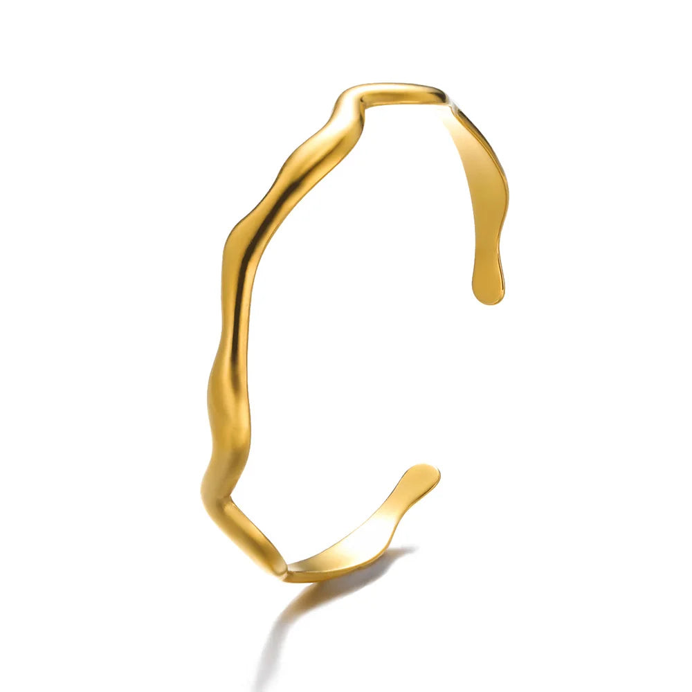 VELUROArt Bracelet Jonc Femme Acier Doré Texturé