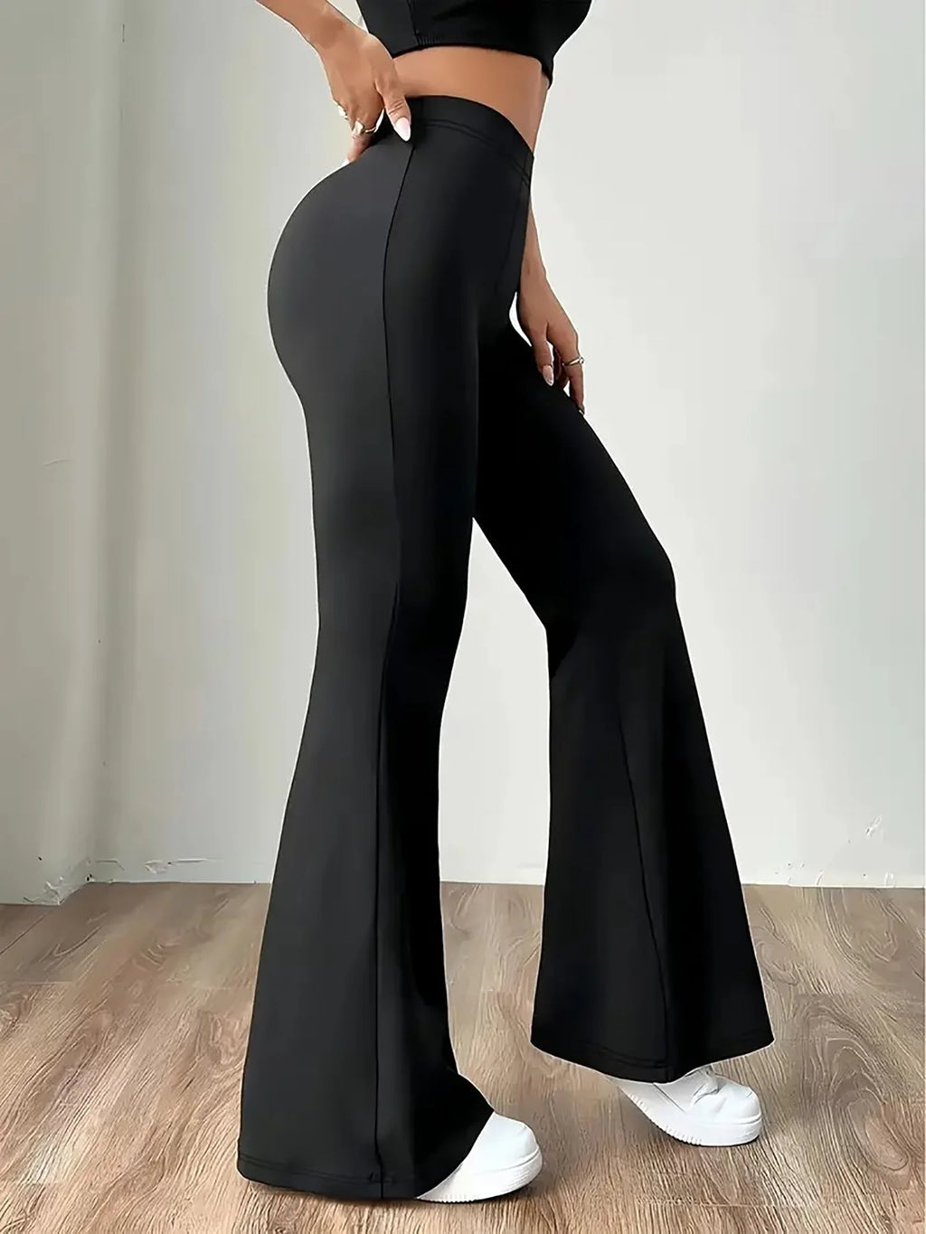 Pantalon évasé taille haute bootcut pour femme