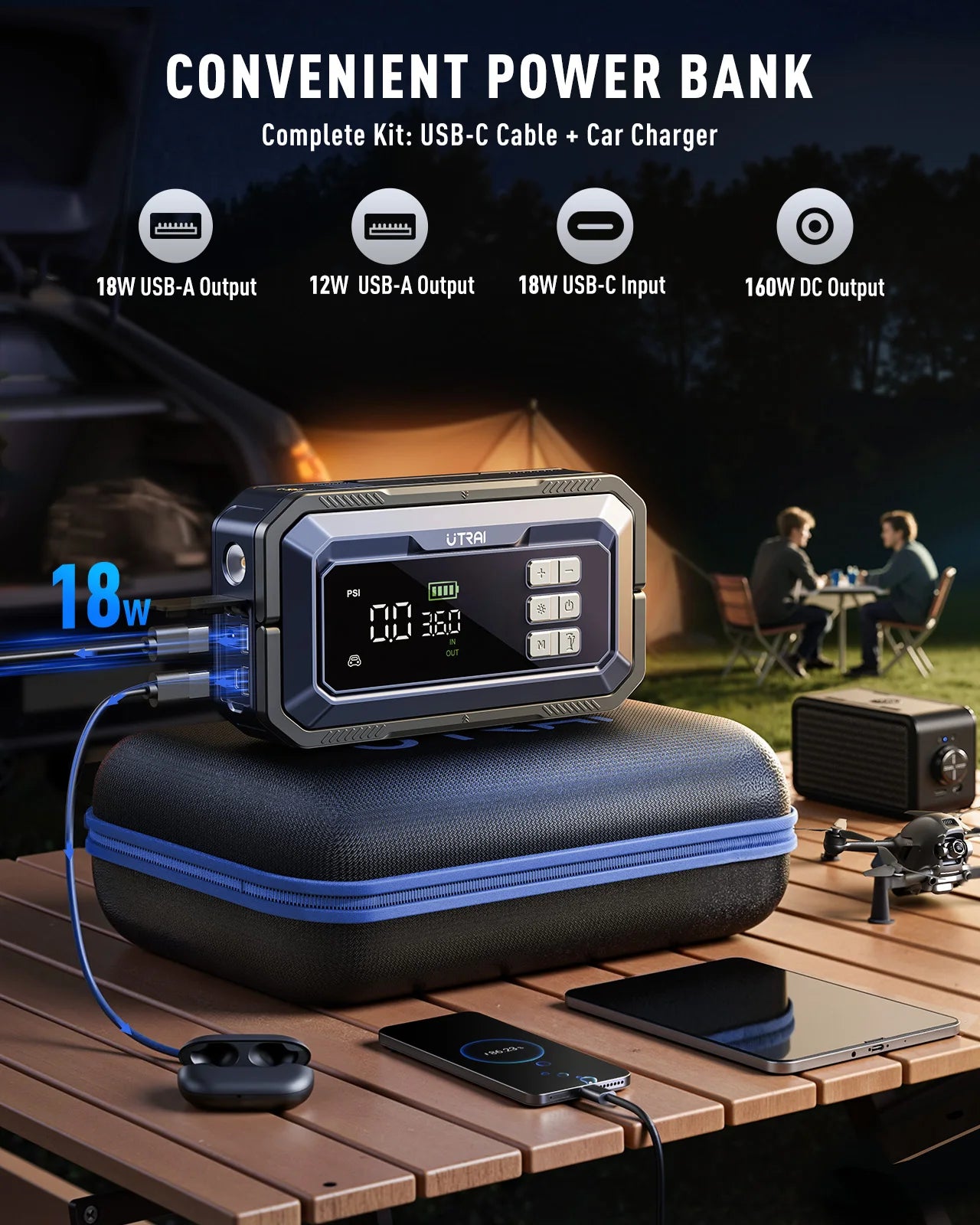 Démarreur UTRAI 7000A + Gonfleur + Diagnostic OBD
