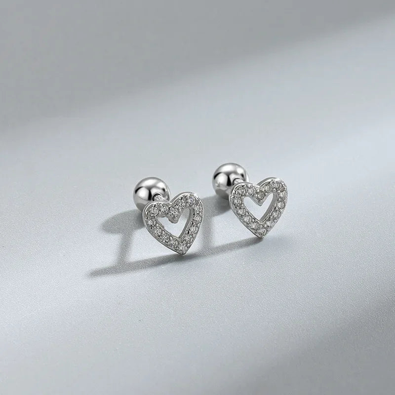 VELUROArt Puces Femme Acier Hypoallergénique Cœur Zircon