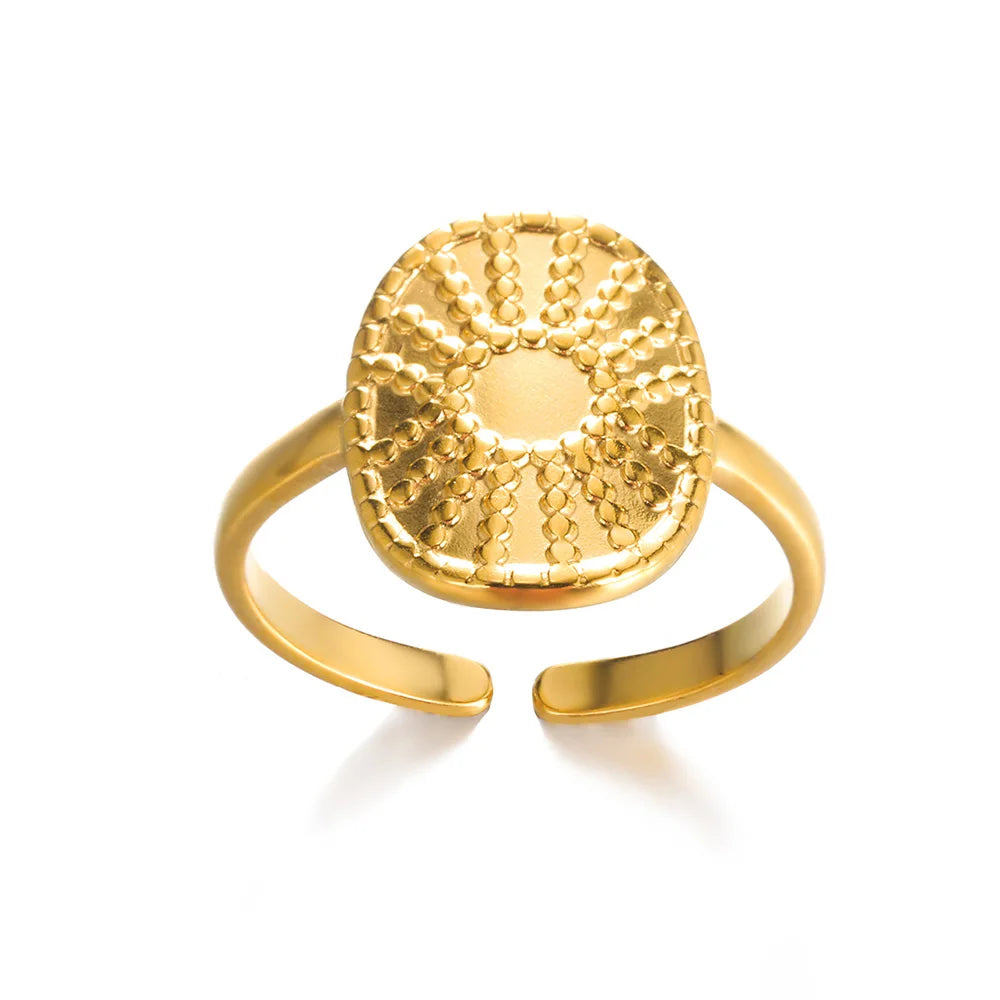 VELUROArt Bague Femme Acier Doré Classique