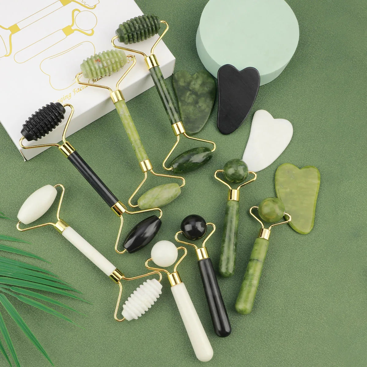 Set Rouleau de Jade & Gua Sha 3-en-1 + Masseur Yeux