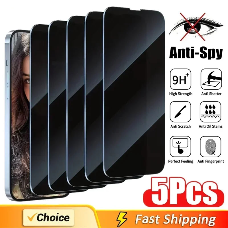 Verre trempé anti-espion pour iPhone lot de 5