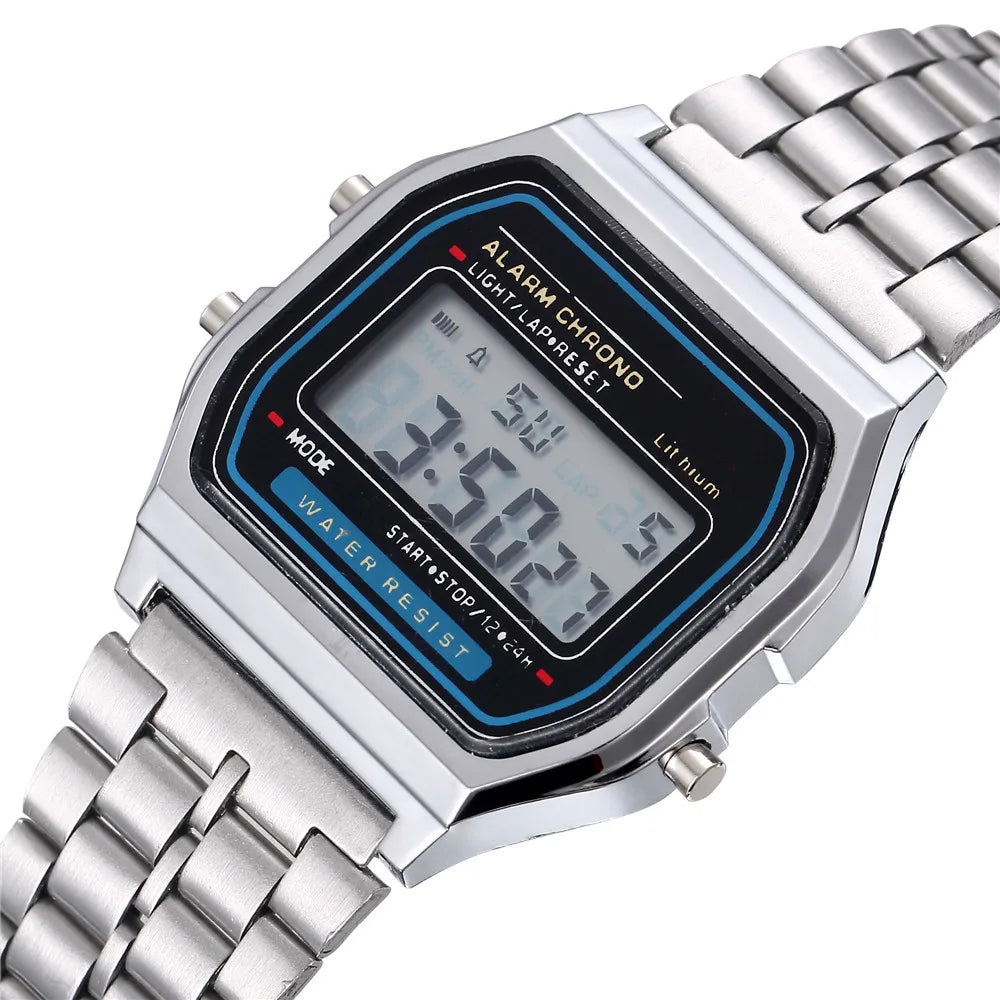 Montre digitale LED en acier élégante pour homme
