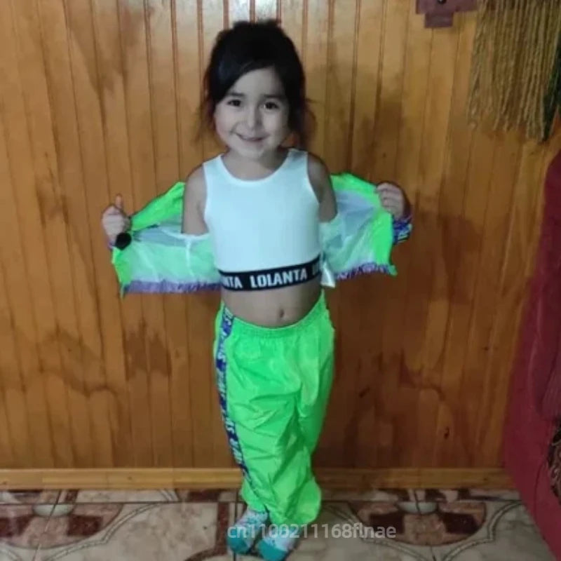 Girls' Jazz Dance Costumes, Children's Street Dance Hip-hop Sets, Girls' Runway Shows, Crop Tops, Fluorescent Clothing