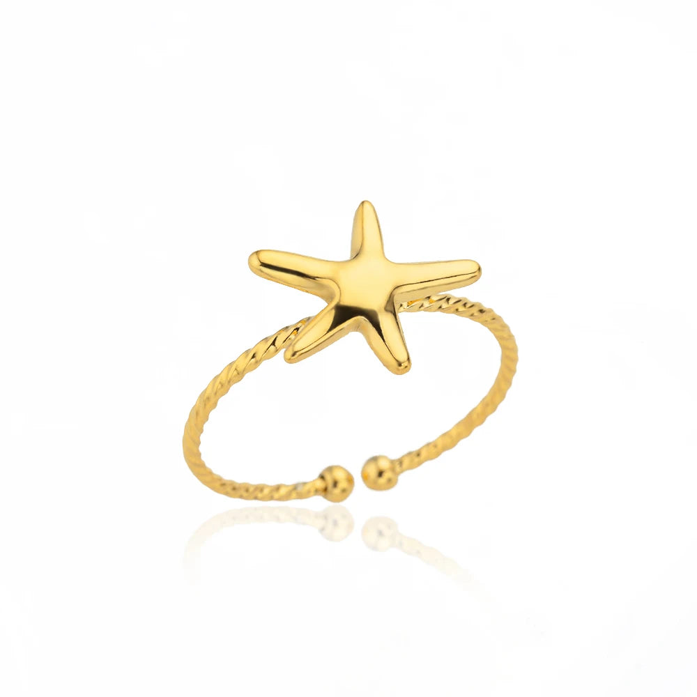 VELUROArt Bague Femme Acier Doré Classique