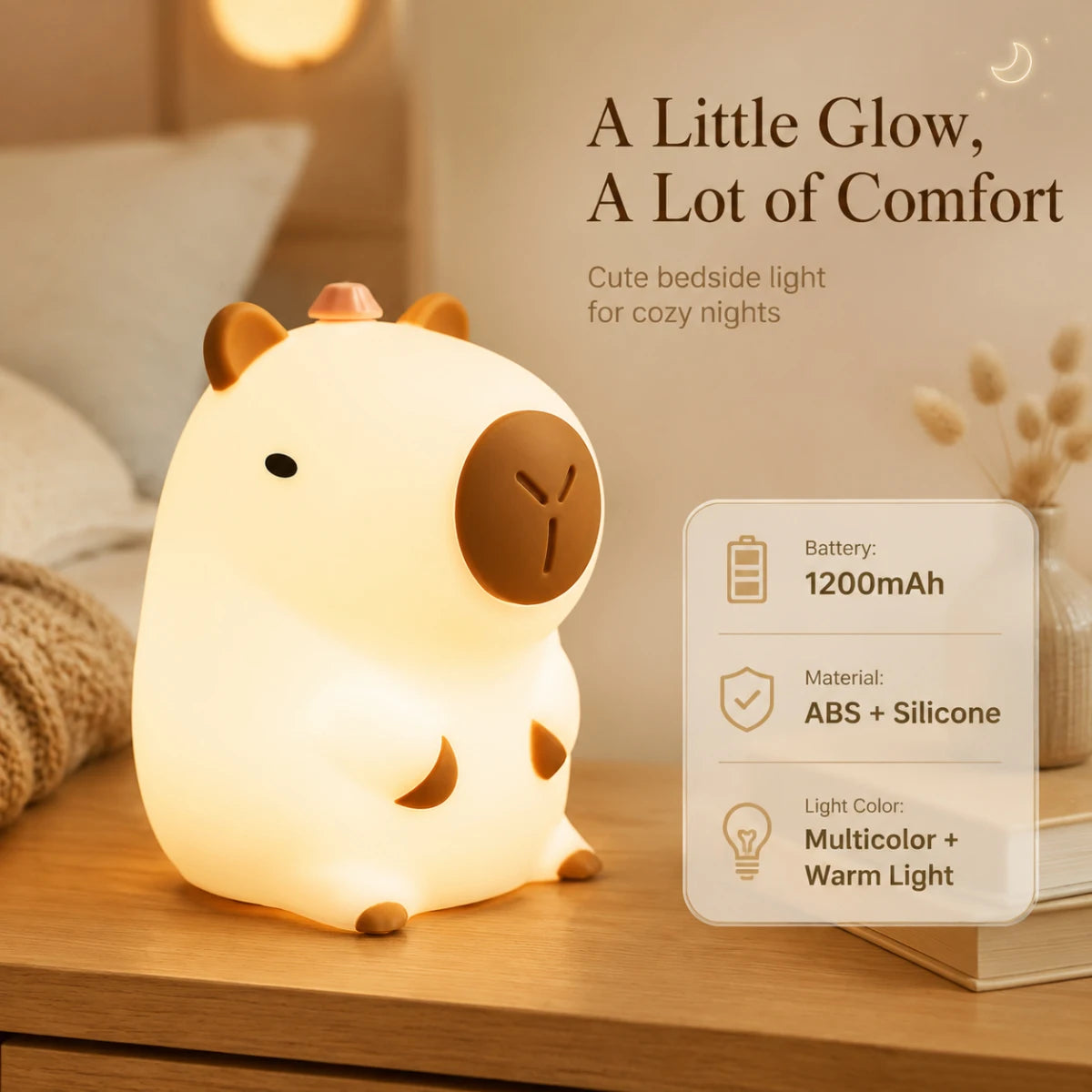 New Portable Silicone Pat Night Light with 3 Brightness Modes ABS Material Rechargeable 1200mAh Battery for Home Travel Bedroom