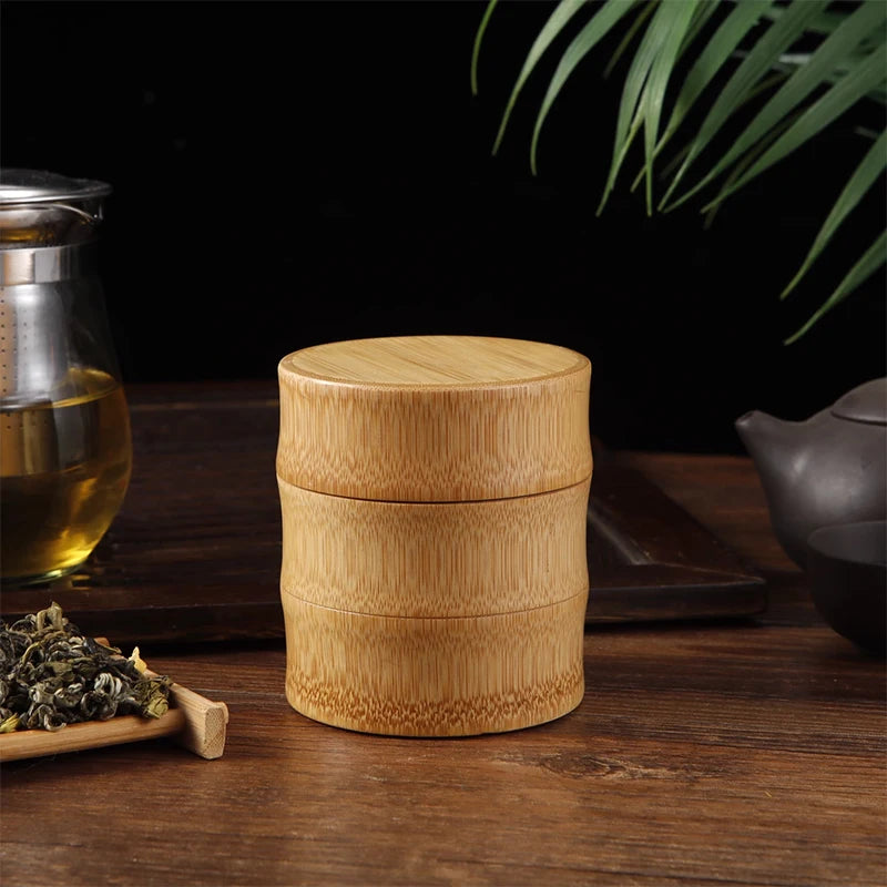 Boîte de Rangement en Bambou Naturel - Thé & Épices
