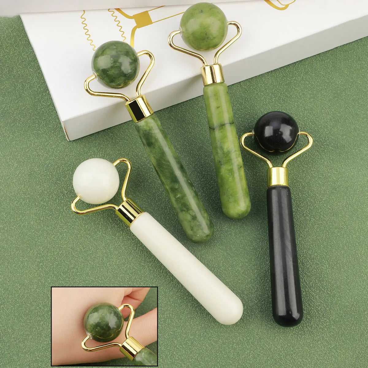Set Rouleau de Jade & Gua Sha 3-en-1 + Masseur Yeux