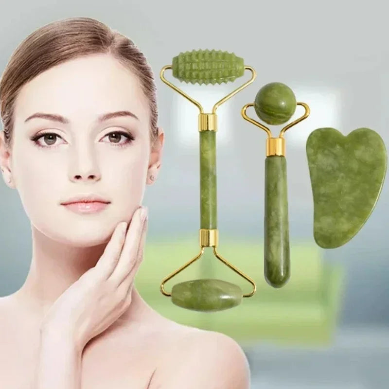 Rouleau de Jade Naturel Gua Sha - Massage Liftant Visage
