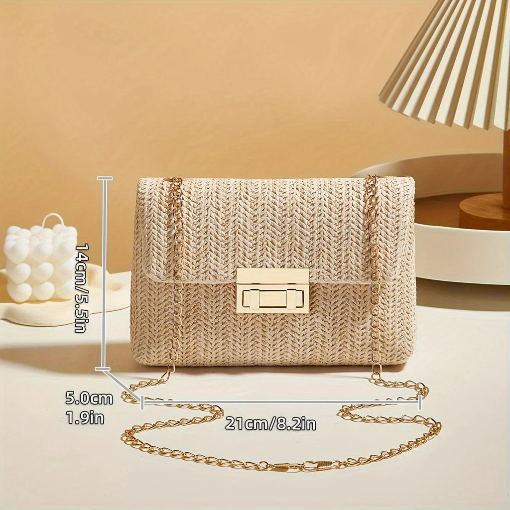 Sac en paille tressé porté épaule pour femme – vue 3