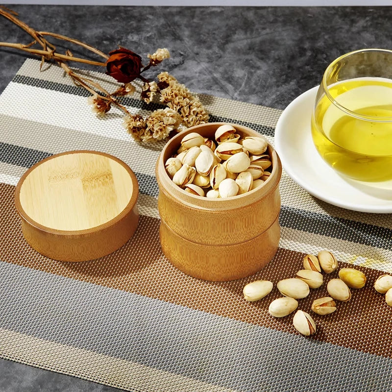 Boîte de Rangement en Bambou Naturel - Thé & Épices