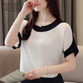 Blouse en mousseline manches courtes décontractée femme