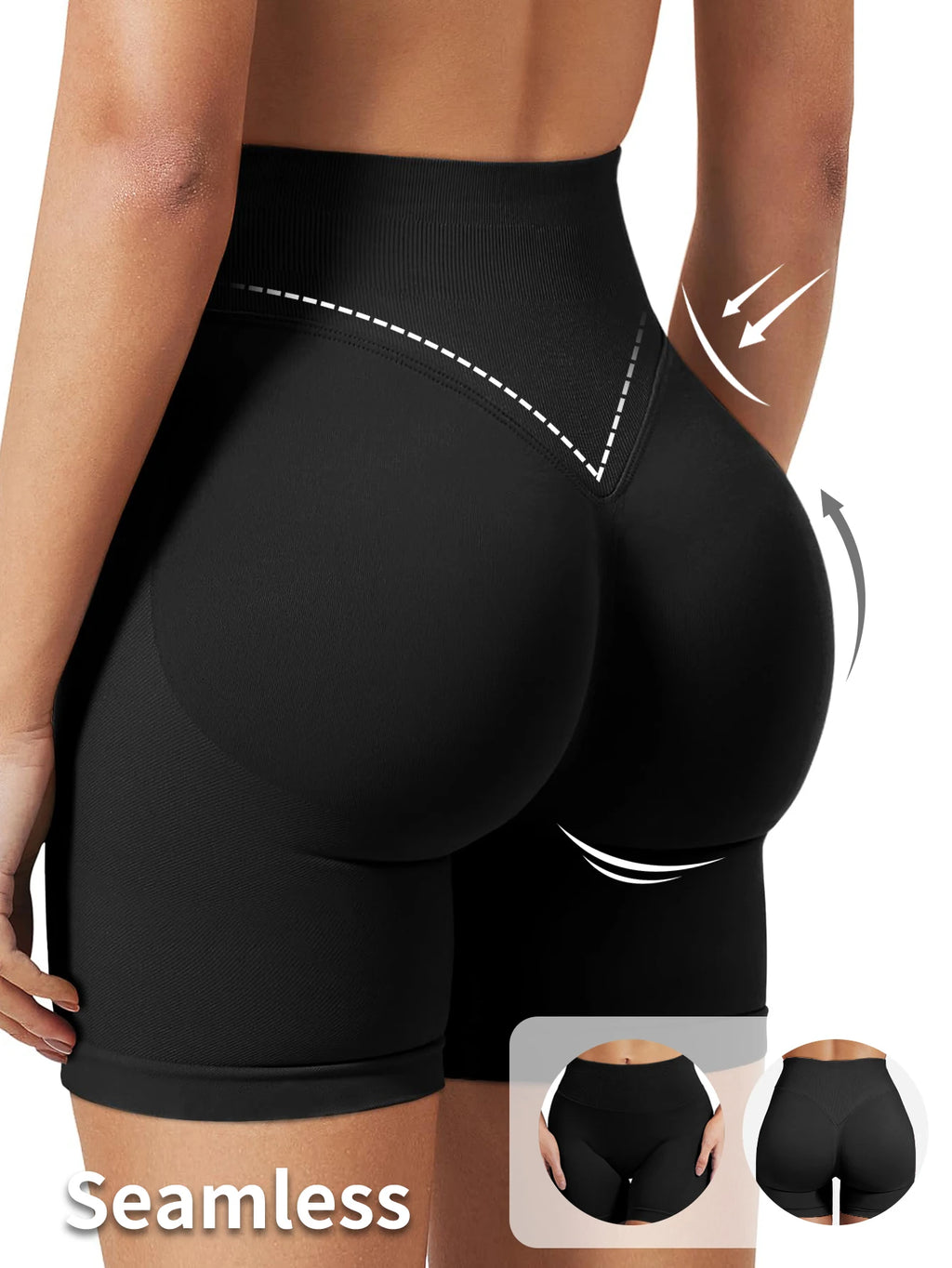 Short de yoga fitness taille haute pour femme – vue 3