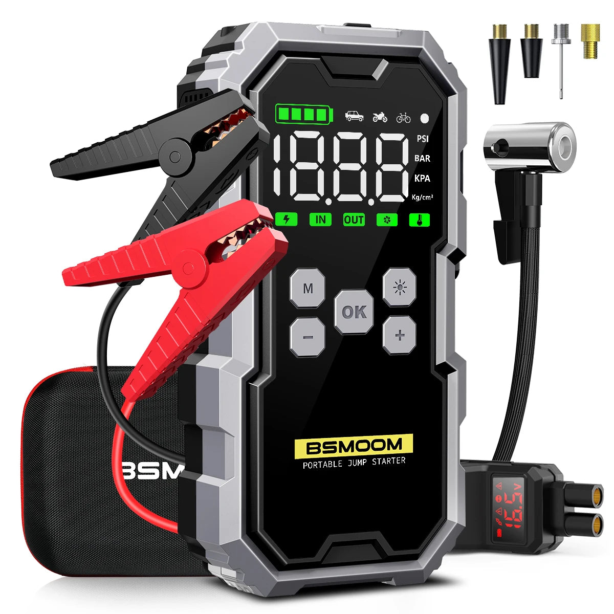 Démarreur de Batterie 3-en-1 + Gonfleur 150PSI (26800mAh)