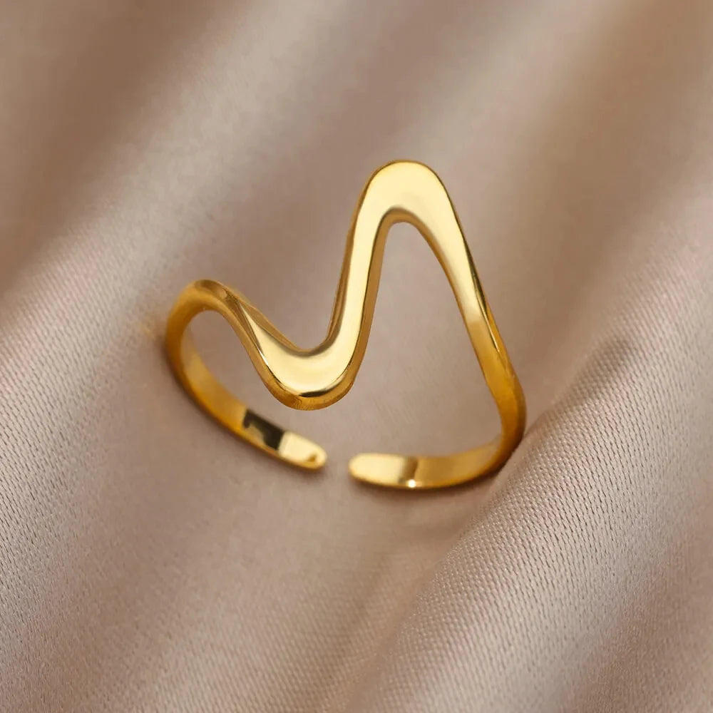 VELUROArt Bague Femme Acier Doré Classique