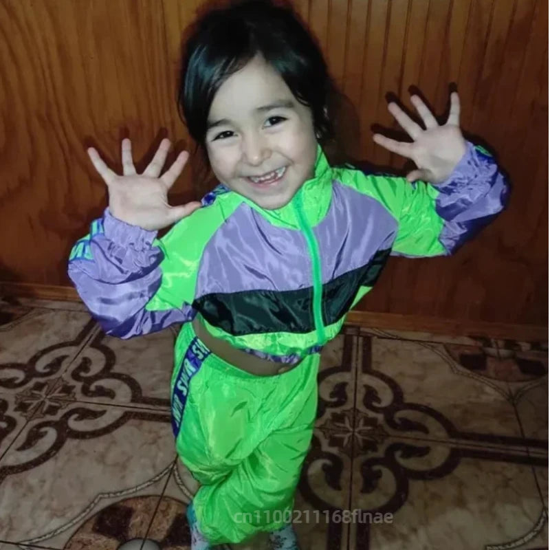Girls' Jazz Dance Costumes, Children's Street Dance Hip-hop Sets, Girls' Runway Shows, Crop Tops, Fluorescent Clothing