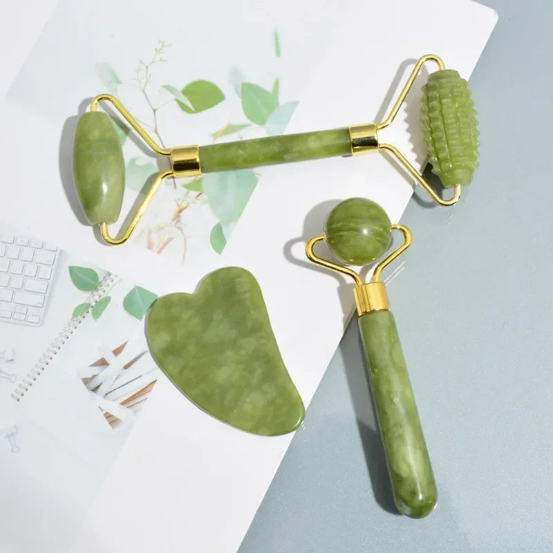 Rouleau de Jade Naturel Gua Sha - Massage Liftant Visage